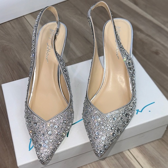 Betsey Johnson Shoes - Betsy Johnson Clark sling back rhinestone embellished heels size 9.5